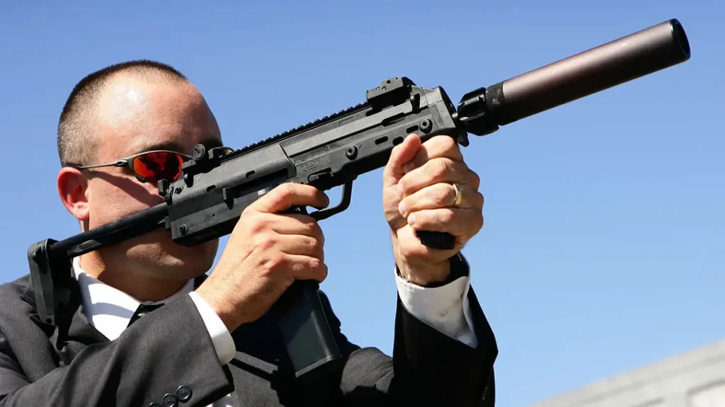 The Heckler & Koch MP7 is popular with executive protection teams.